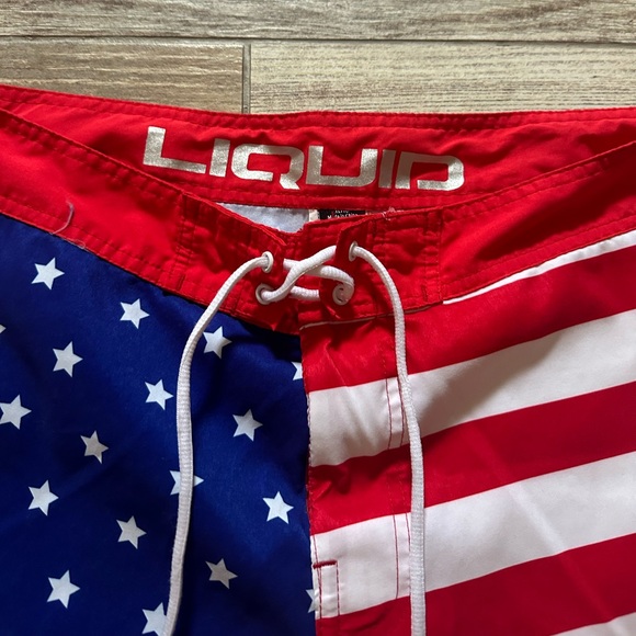 Men’s American Flag Bathing Suit Trunks - Picture 2 of 5